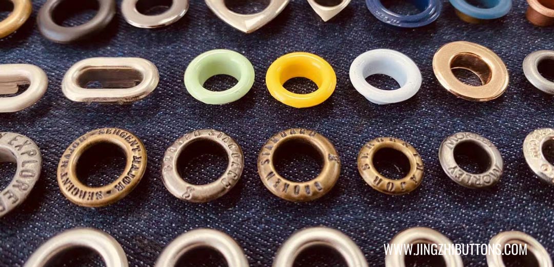 metal eyelets in different sizes and colors