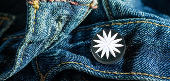 aluminium jeans button on a denim