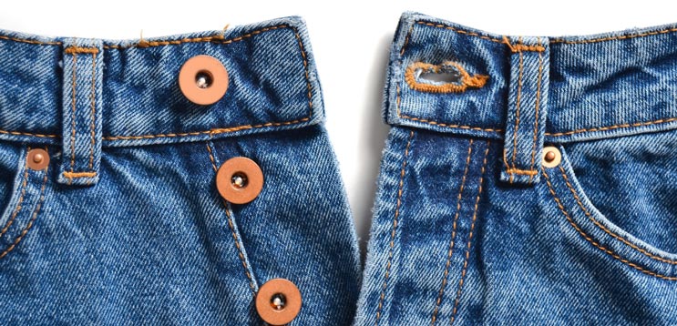 denim with orange color jeans buttons